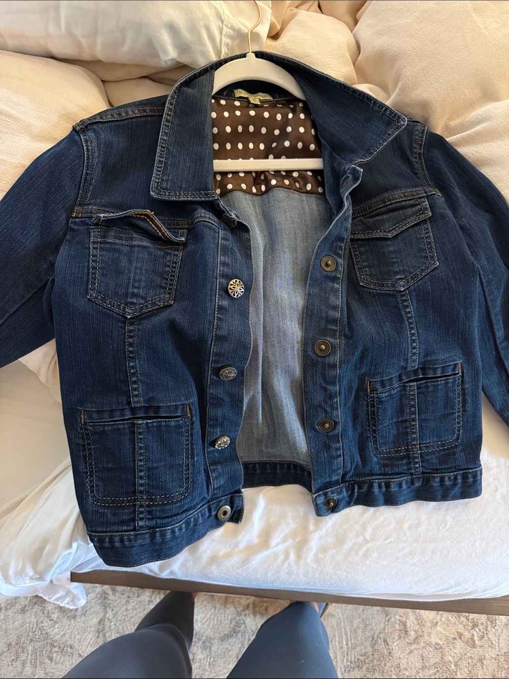 Ginger Snaps Blue Denim Jean Jacket with Polka Dot Lining